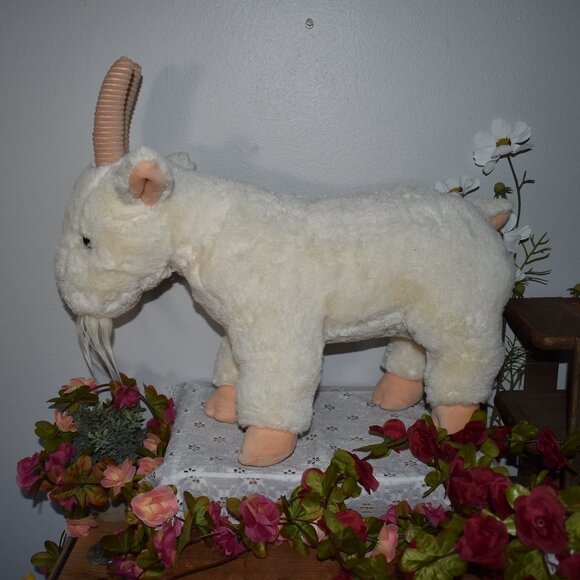 Vintage Cream Billy Goat Plush Stuffed Animal Large 16in - Picture 2 of 11